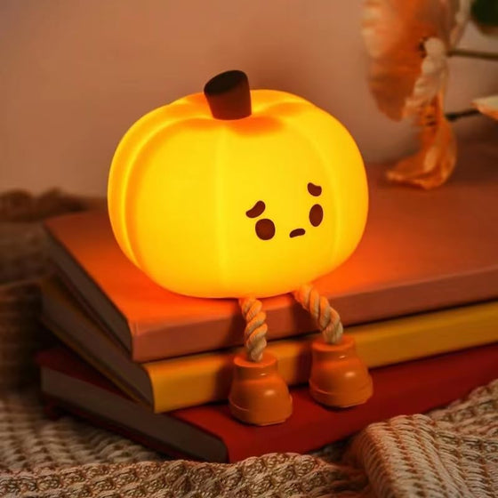 Pumpkin Night Light, Cute LED Lamp, Silicone Dimmable Nursery Nightlight for Kids