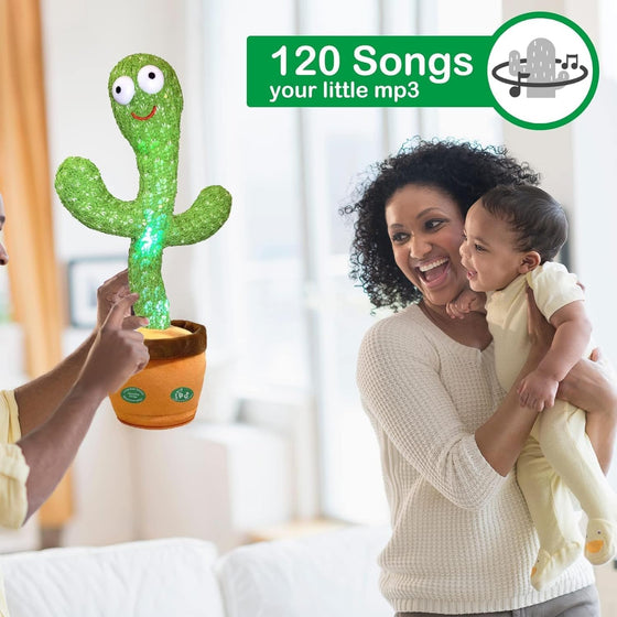 Dancing Talking Cactus Mimicking Toy,Talking Repeat Singing Sunny Cactus Toy 120 Pcs Songs for Baby