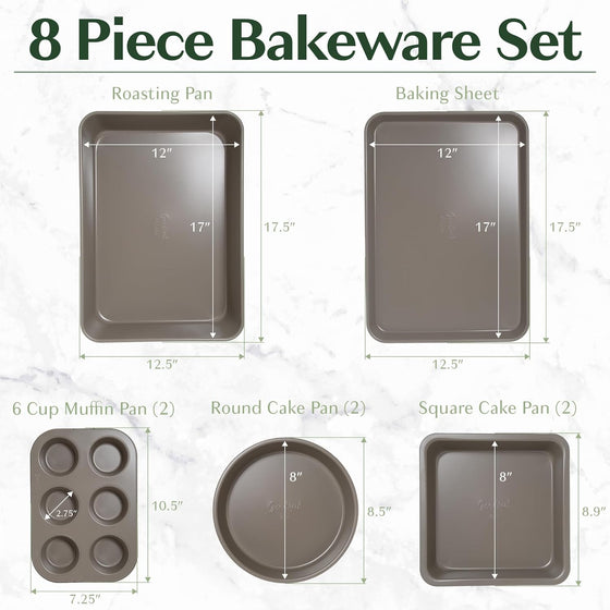 All-In-One Nonstick Bakeware Set, Stackable and Space Saving Design includes Round and Square Pans