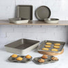 All-In-One Nonstick Bakeware Set, Stackable and Space Saving Design includes Round and Square Pans