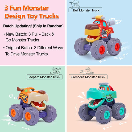 Toy Cars for 1 Year Old Boy Gifts Monster Trucks Boys Toys for 1 2 3 Year Old Boys Girls Kids