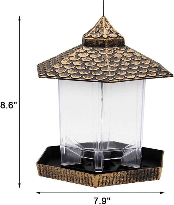 Twinkle Star Wild Bird Feeder Hanging for Garden Yard Outside Decoration, Hexagon Shaped with Roof