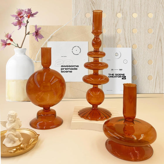 Candlestick Holders, Glass Candle Holders for Table Centerpiece