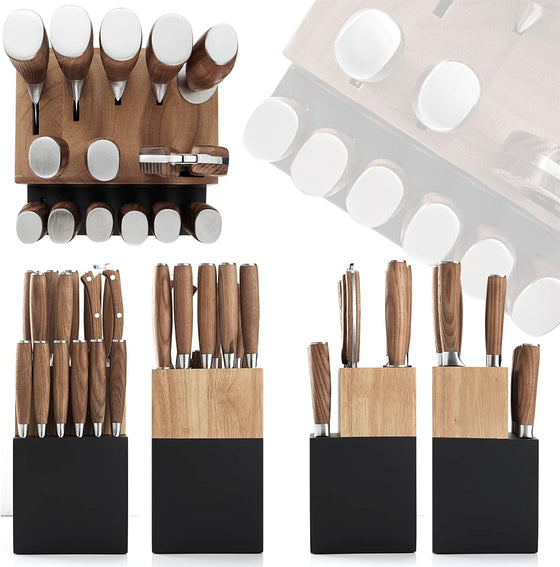 15 PCS Knife Block Set, Ultra Sharp High Carbon Stainless Steel with Wooden Handle