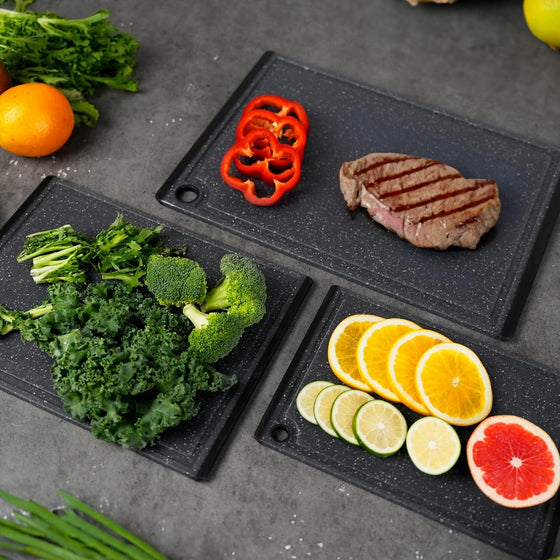 Plastic Cutting Boards for Kitchen, 3-Piece Large Cutting Board Set Dishwasher Safe Chopping Boards