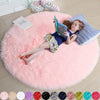 Pink Round Rug for Girls Bedroom,Fluffy Circle Rug 4'X4' for Kids Room