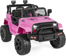  12V Kids Ride On Truck Car w/Parent Remote Control, Spring Suspension, LED Lights, AUX Port - Pink