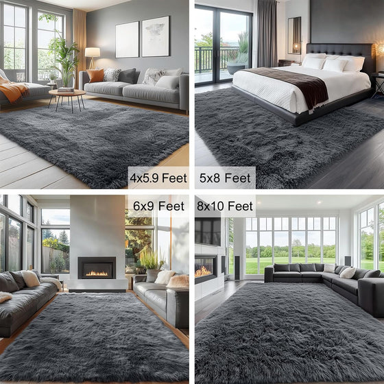 Area Rugs for Living Room Bedroom, Machine Washable 4x5.9 Feet Soft Fluffy Shaggy Bedside Rug