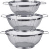 3 Pack 18/8 Stainless Steel Colander Sieves(5-Quart, 4-Quart and 3-Quart), Mesh Strainer Net Baskets with Handles